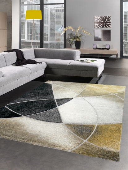 Teppich modern Teppich Wohnzimmer abstrakt braun gelb