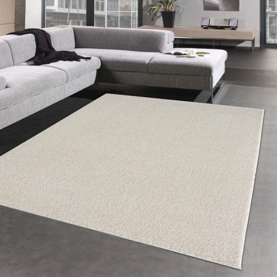 Teppich für Diele & Flur – langlebig – Unifarbe in creme