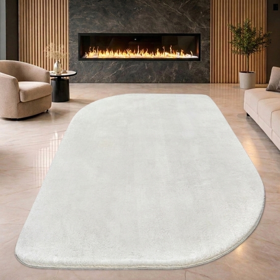 Design Teppich Shape in eleganter Freiform weich Creme