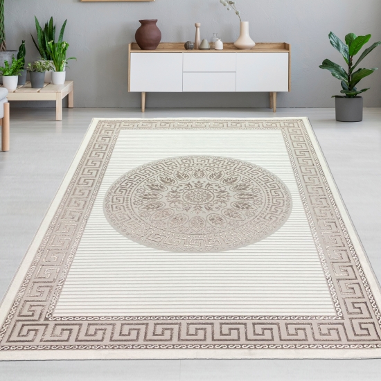 Teppich mit orientalischem Flair | luxuriös | weiß beige