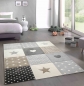 Preview: Kinderteppich Kinderzimmer Spiel Teppich Punkte Herz Stern Design braun beige grau