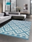 Preview: Teppich modern Wohnzimmer Teppich marokkanisches Design blau weiß