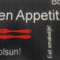 Preview: Guten Appetit Küchenläufer in schwarz mit Gelrücken und weißem & rotem Schriftzug