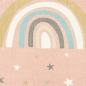 Mobile Preview: Magischer Kinderzimmerteppich mit Regenbogen und Sternen in rosa und weiß blau gelb