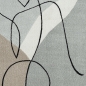 Preview: Moderne Eleganz: Designer-Teppich in Pastell-Grau, Braun und Weiß mit Abstrakter Silhouette in Schwarz
