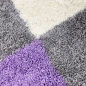 Preview: Langflor-Teppich mit Kariertem Muster in Flieder, Grau und Creme