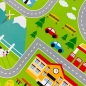 Preview: Rutschfester Kinderteppich strapazierfähig mit Stadt Motiv in Grün