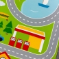 Preview: Rutschfester Kinderteppich strapazierfähig mit Stadt Motiv in Grün