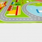 Preview: Rutschfester Kinderteppich strapazierfähig mit Stadt Motiv in Grün