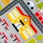 Preview: Kinderteppich pflegeleicht rutschfest mit Stadt Motiv in Grau