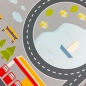Preview: Kinderteppich pflegeleicht rutschfest mit Stadt Motiv in Grau