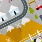 Preview: Kinderteppich pflegeleicht rutschfest mit Stadt Motiv in Grau