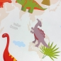 Preview: Kinderteppich im Dinomuster mit T-Rex Stegosaurus in Beige