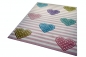 Preview: Kinderteppich Spielteppich Babyteppich Mädchen mit Herz rosa lila grün blau