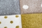 Preview: Kinderteppich Kinderzimmer Spiel Teppich Punkte Herz Stern Design creme weiß gold