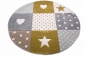 Preview: Kinderteppich Kinderzimmer Spiel Teppich Punkte Herz Stern Design creme weiß gold