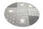 Preview: Kinderteppich Kinderzimmer Spiel Teppich Punkte Herz Stern Design creme schwarz grau
