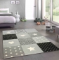 Preview: Kinderteppich Kinderzimmer Spiel Teppich Punkte Herz Stern Design creme schwarz grau