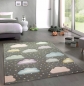 Preview: Teppich Kinderzimmer Kinderteppich Wolken grau rosa blau