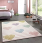 Preview: Kinderteppich Spielteppich Babyteppich Mädchen mit Herz rosa lila grün blau