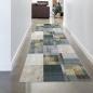 Preview: Eleganter moderner Teppich Quadrate orientalisch gemustert gold grau
