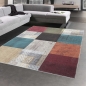 Preview: Eleganter Teppich mehrfarbig mit modernen Mustern in Quadraten orange blau