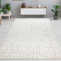 Preview: Wohnzimmerteppich Schlafzimmer weich schadstofffrei cremefarben mit beige/braunem Strichmuster