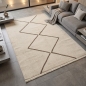 Preview: Moderner Kurzflor Teppich Creme Braun mit grafischem Rautendesign