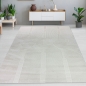 Preview: Wohnzimmerteppich Schlafzimmerteppich Recycle mit modernen ovalen Formen liniert in beige