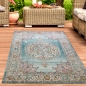 Preview: Teppich Outdoor Orientteppich Wohnzimmerteppich Ornamente in blau creme