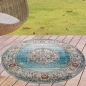 Preview: Teppich Outdoor Orientteppich Wohnzimmerteppich Ornamente in blau creme