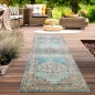 Preview: Teppich Outdoor Orientteppich Wohnzimmerteppich Ornamente in blau creme