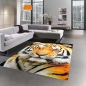Preview: Designteppich Tiger Motiv Orange Creme mit grafischer Eleganz