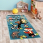 Preview: Teppich mit vielen Tiermotiven | in blau | Kinderfreundlich