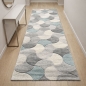 Preview: Designer Teppichläufer grau grün creme mit Konturstruktur
