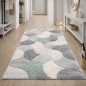 Preview: Designer Teppichläufer grau grün creme mit Konturstruktur