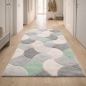 Preview: Designer Teppichläufer grau mint creme mit Strukturdesign