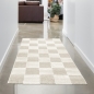 Preview: Wohnzimmerteppich im Karomuster flauschig robust in Creme Beige