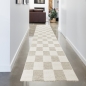 Preview: Wohnzimmerteppich im Karomuster flauschig robust in Creme Beige