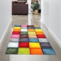 Preview: Teppich modern Teppich Wohnzimmer Karo bunt gelb rot blau grün