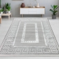 Preview: Teppich modern grau silber Bordüre Muster strapazierfähig elegant