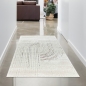 Preview: Wohnzimmer Teppich 3d-Effekt mit gestreiftem Muster in Creme Grau