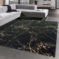 Preview: Teppich Wohnzimmer Designerteppich Marmor Optik schwarz gold