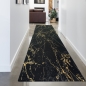 Preview: Teppich Wohnzimmer Designerteppich Marmor Optik schwarz gold