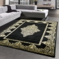 Preview: Teppich Wohnzimmer Kurzflor Teppich Ornamente schwarz gold