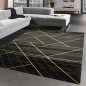 Preview: Teppich Wohnzimmer moderner Teppich geometrisches Muster schwarz gold