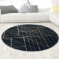 Preview: Teppich Wohnzimmer moderner Teppich geometrisches Muster schwarz gold