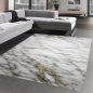 Preview: Teppich modern Wohnzimmerteppich Marmor Optik in creme grau gold