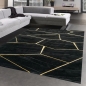 Preview: Teppich Wohnzimmer geometrisches Muster schwarz gold