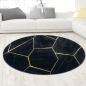 Preview: Teppich Wohnzimmer geometrisches Muster schwarz gold